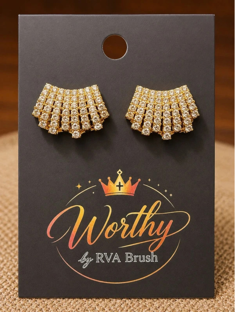 Gold-Tone Rhinestone Fan Stud Earrings Elegant Sparkling Clear Crystal Jewelry